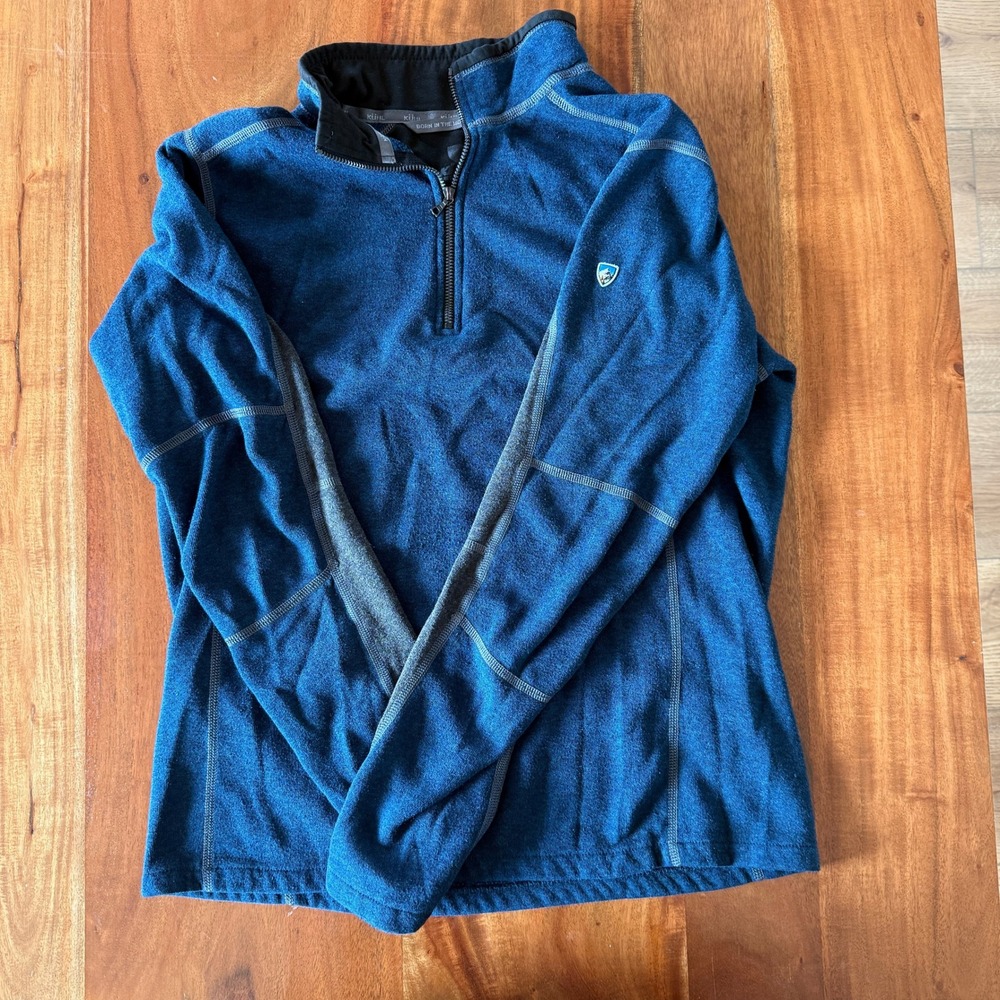 Kuhl Mens Teal Fleece Lined 1/4 Zip Pullover Size S